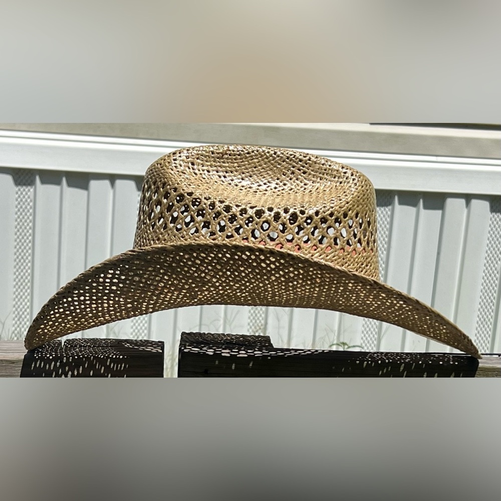 🤠 Moks Man Straw Cowboy / Cowgirl Hat With Decorative Leather Strap🤠 - Picture 4 of 12